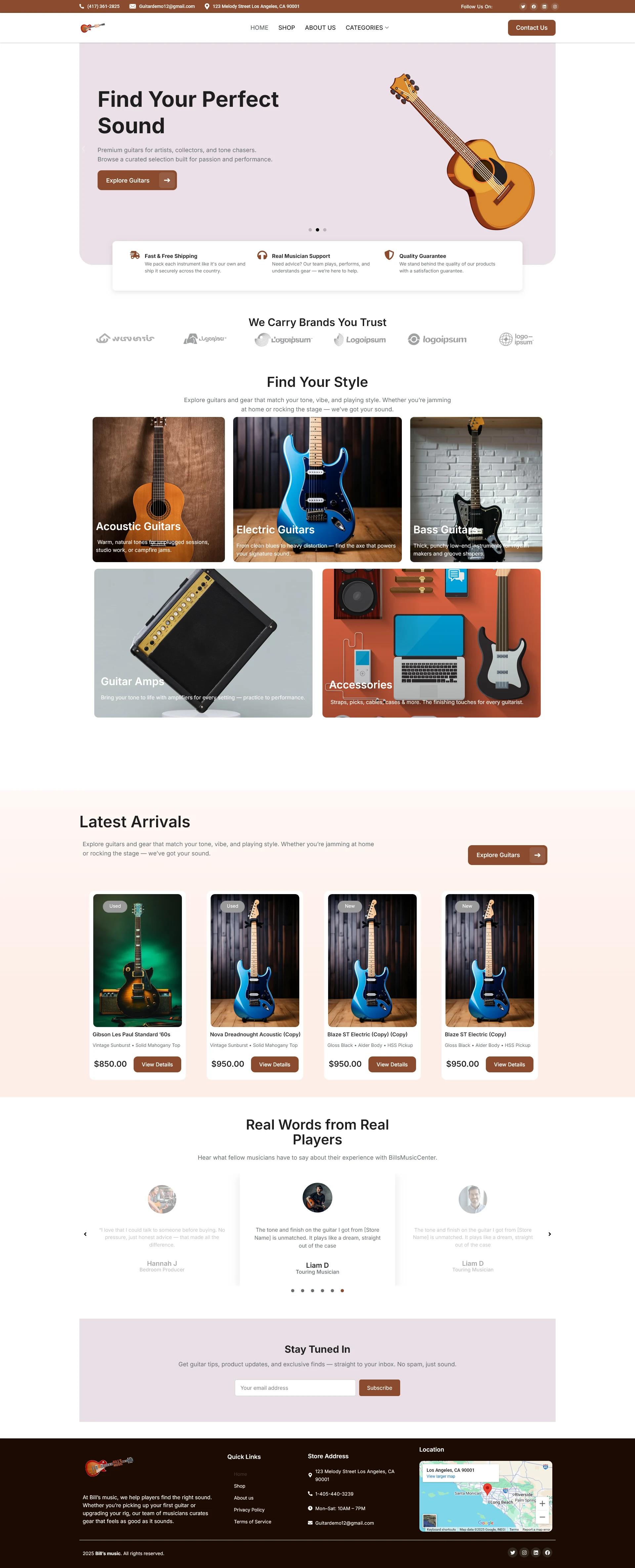 Bills Music Center homepage